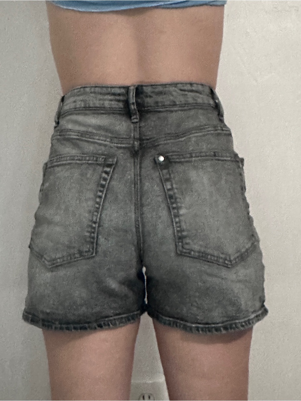 H&M Washed Gray High-Rise Denim Shorts